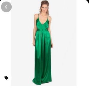Contrarian emerald green silk dress